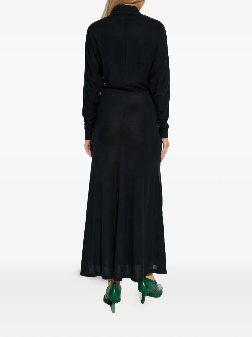 Lacoste Long-sleeved Maxi Dress In Black