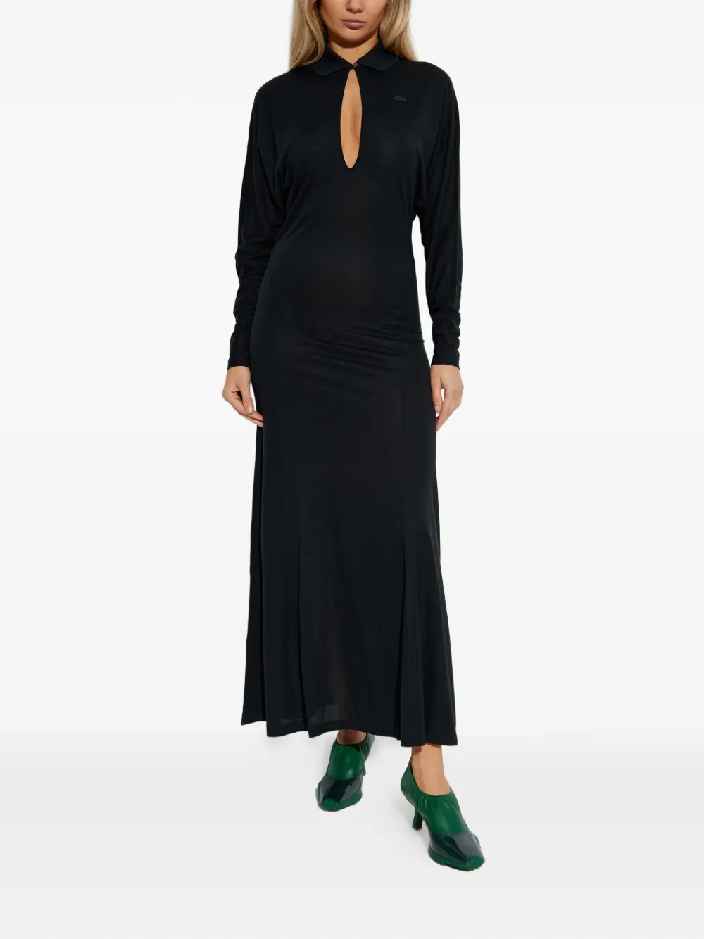 Lacoste Long-sleeved Maxi Dress In Black