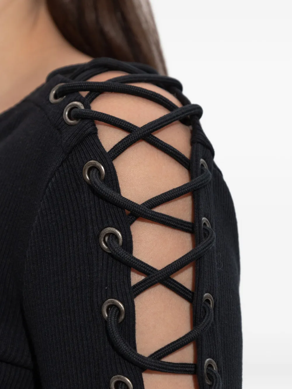Balenciaga Geribbelde jurk met veters Zwart