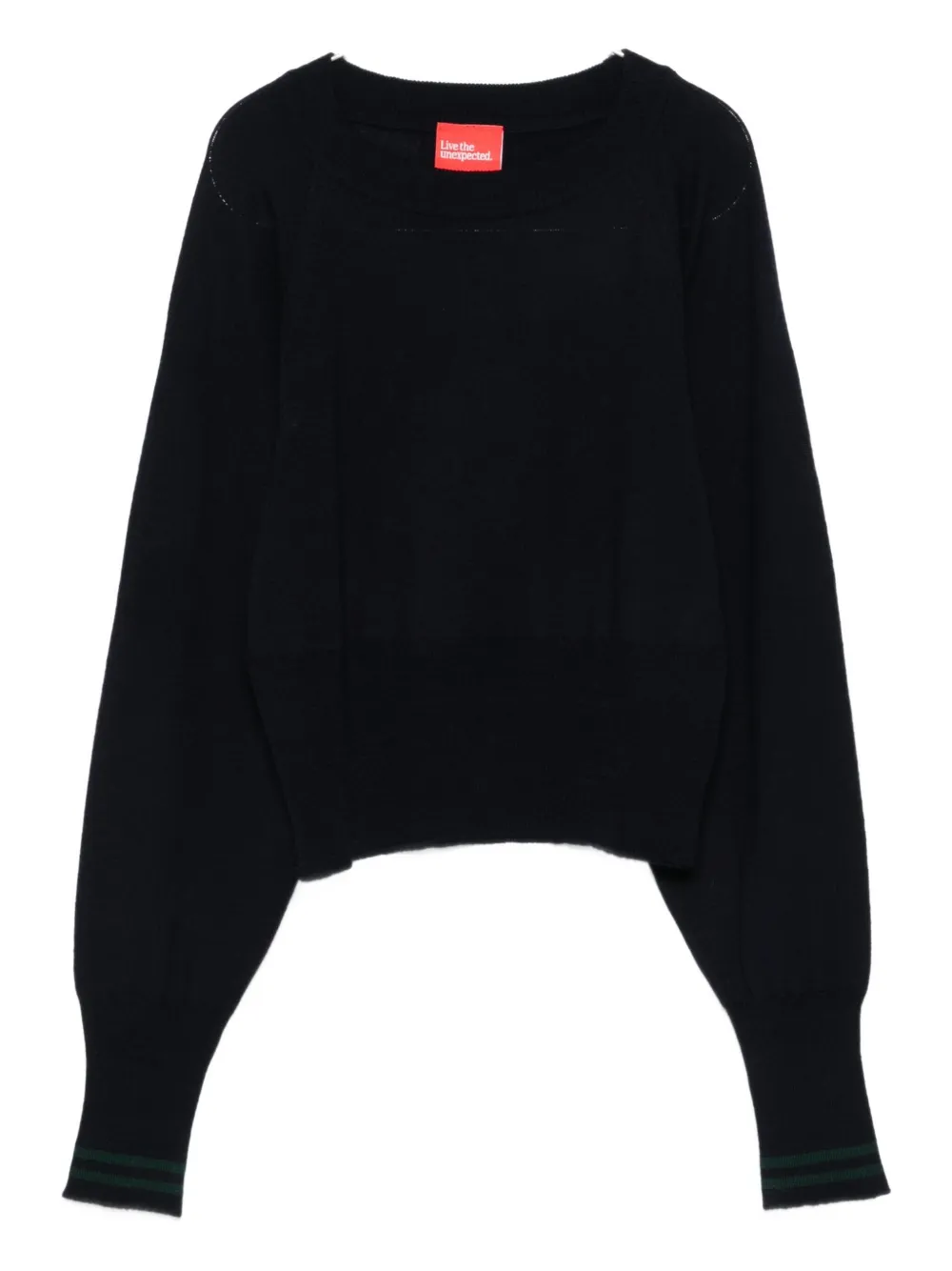 Merci Striped-cuff Sweater In Blue