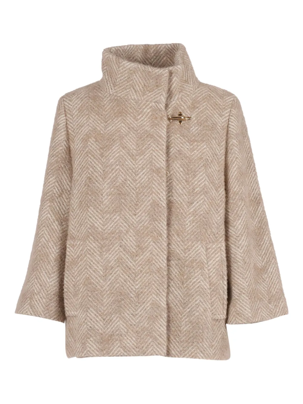 Fay Structured Herringbone Cape In Neutral