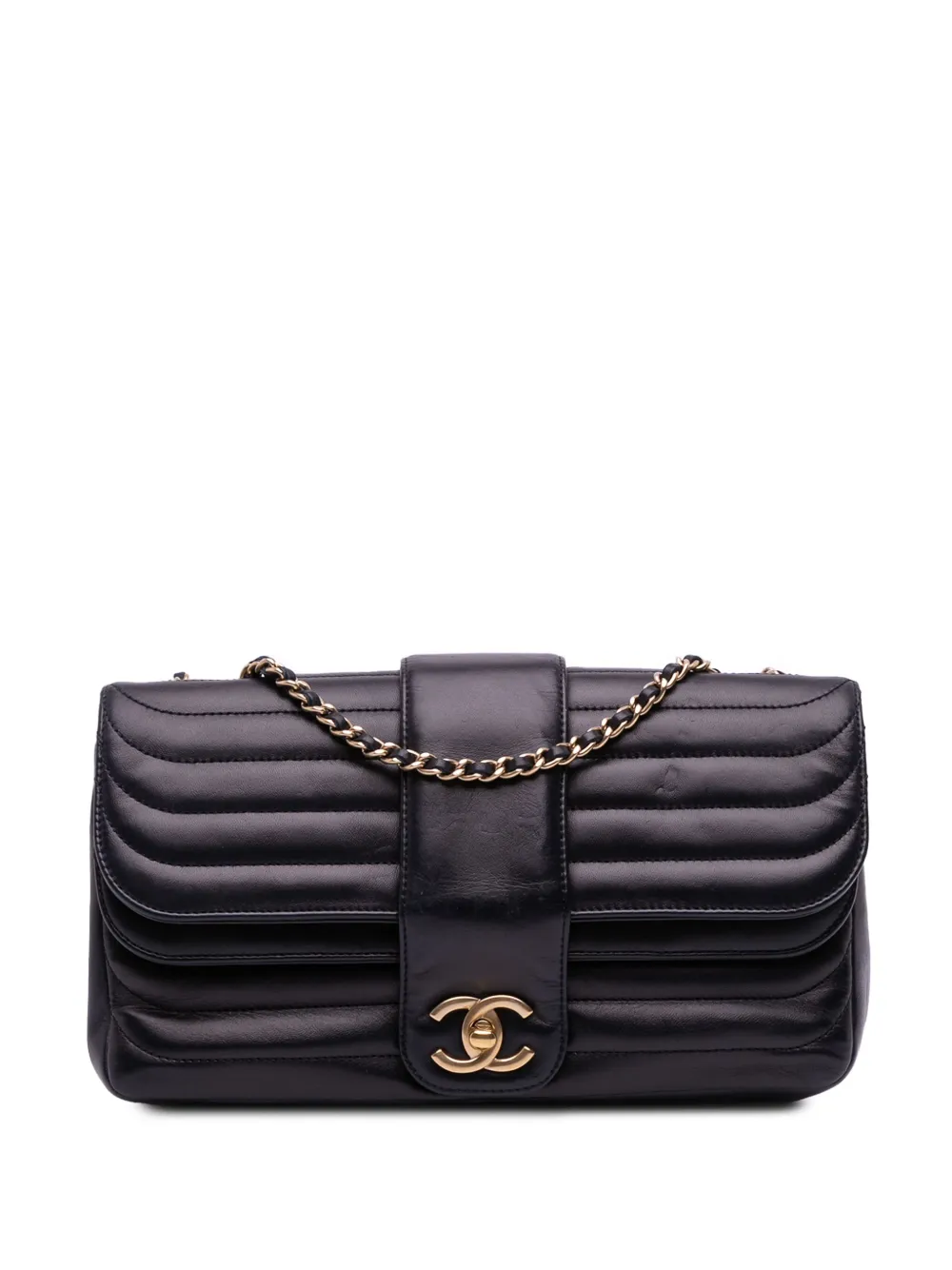 CHANEL Pre-Owned 2013-2014 CC Horizontal Quilted Lambskin Double Flap CHANEL Pre-Owned 2013-2014 CC Horizontal Quilted Lambskin Double Flap