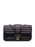 CHANEL Pre-Owned 2013-2014 CC Horizontal Quilted Lambskin Double Flap crossbody bag - Black