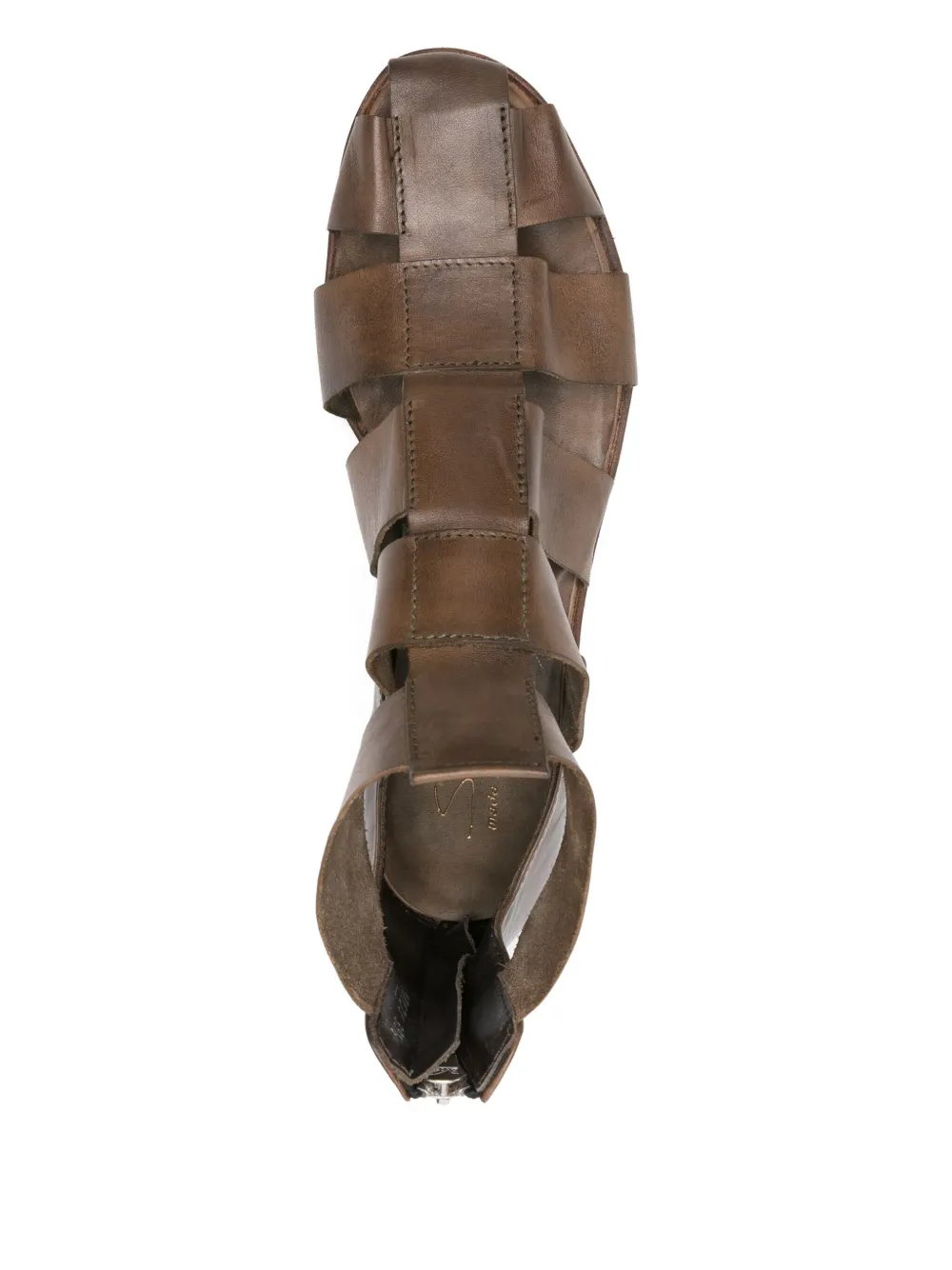 Shoto Strappy Zip-up Sandals In Brown