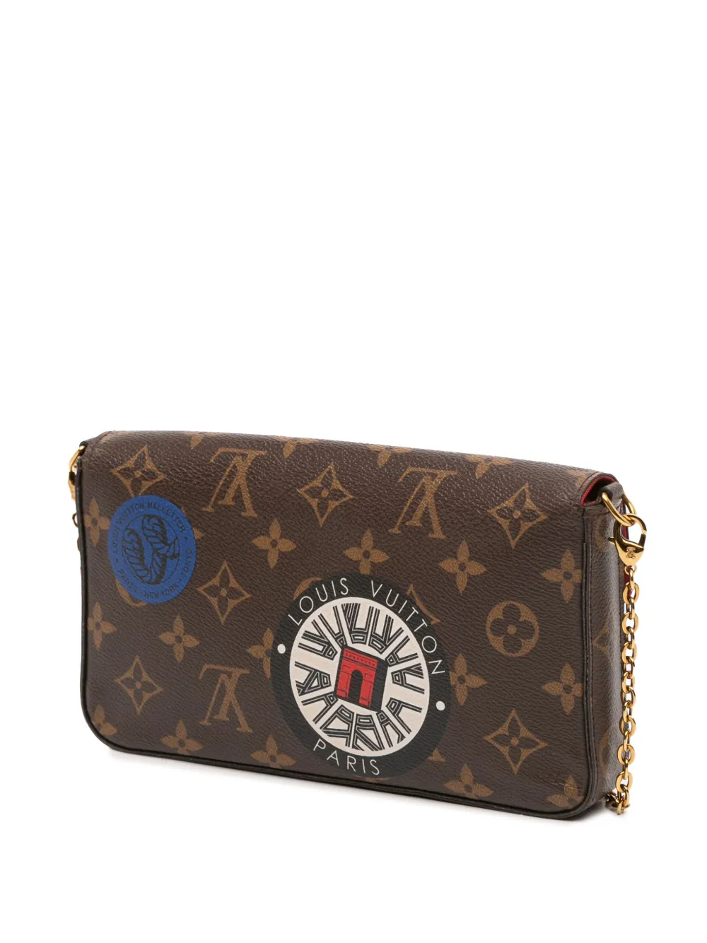Pre-owned Louis Vuitton 2016 Monogram World Tour Pochette Felicie Crossbody Bag In Brown