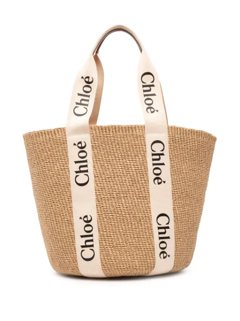 Chloé Pre-Owned 2024 Large Raffia Woody Basket tote bag