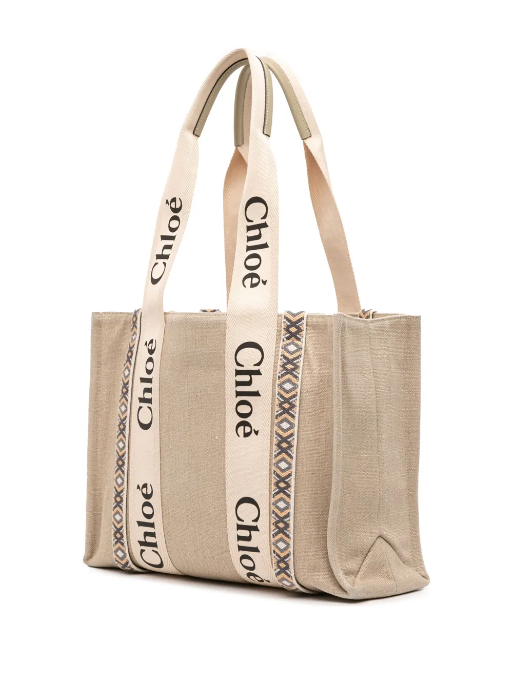 Pre-owned Chloé 2022 Medium Canvas Woody Tote Bag In Brown