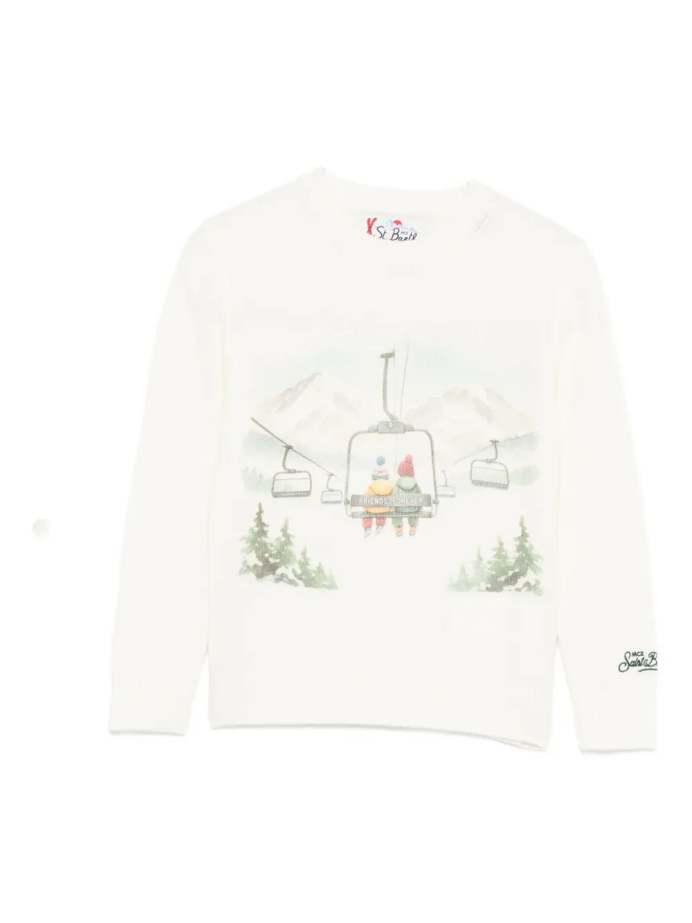 Mc2 Saint Barth Graphic-print Crew-neck Sweater In White