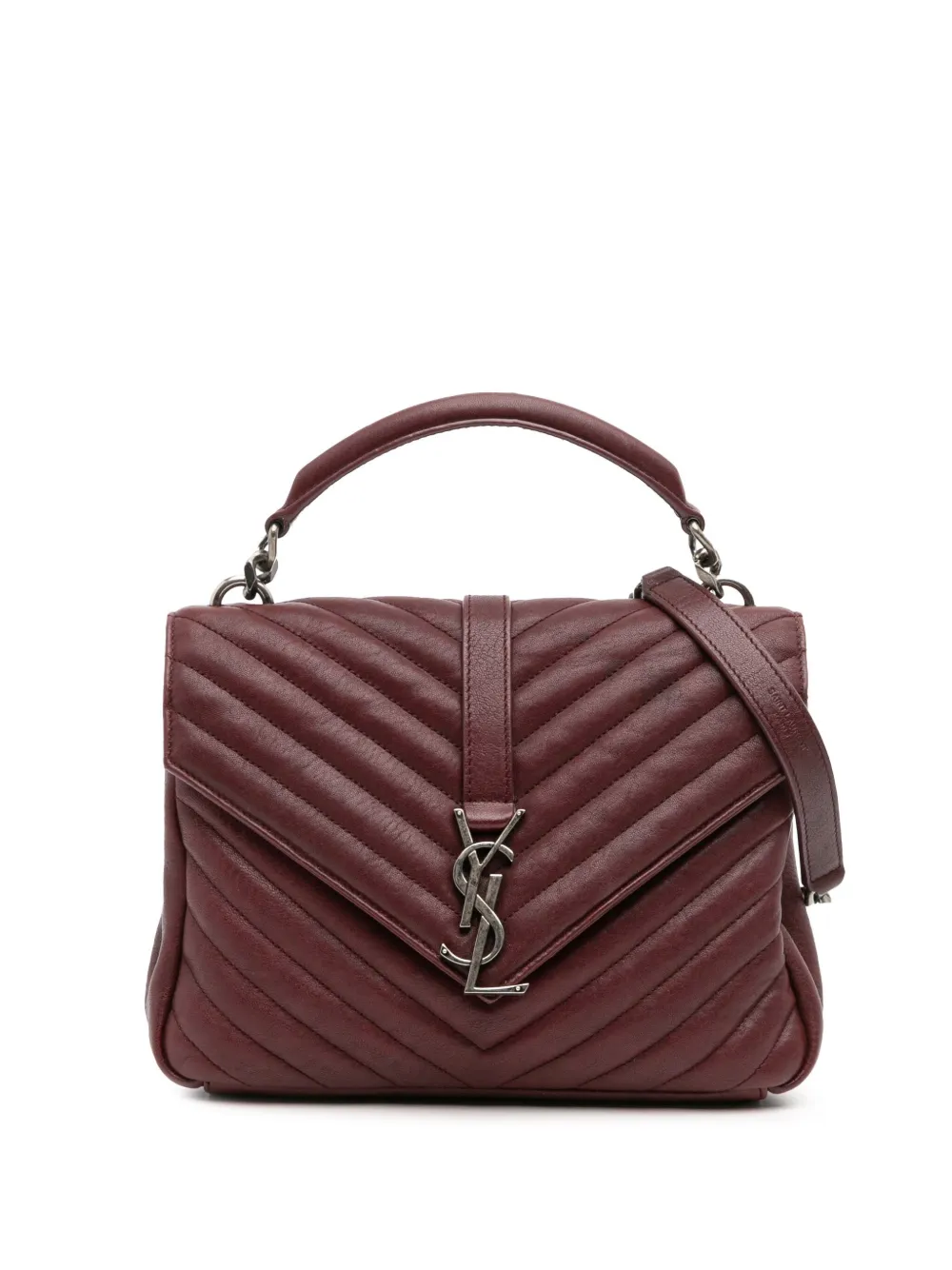 Saint Laurent Pre-Owned 2017 Medium Quilted Chevron Sheepskin College Saint Laurent Pre-Owned 2017 Medium Quilted Chevron Sheepskin College
