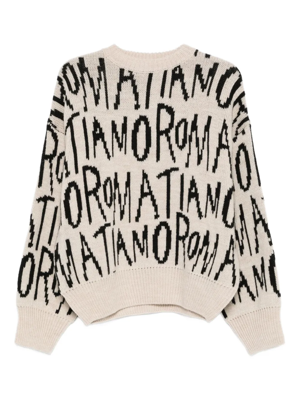 Alysi Gebreide trui met letters Beige