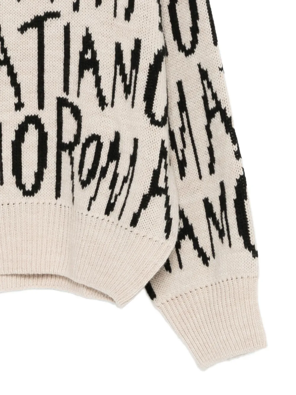 Alysi Gebreide trui met letters Beige