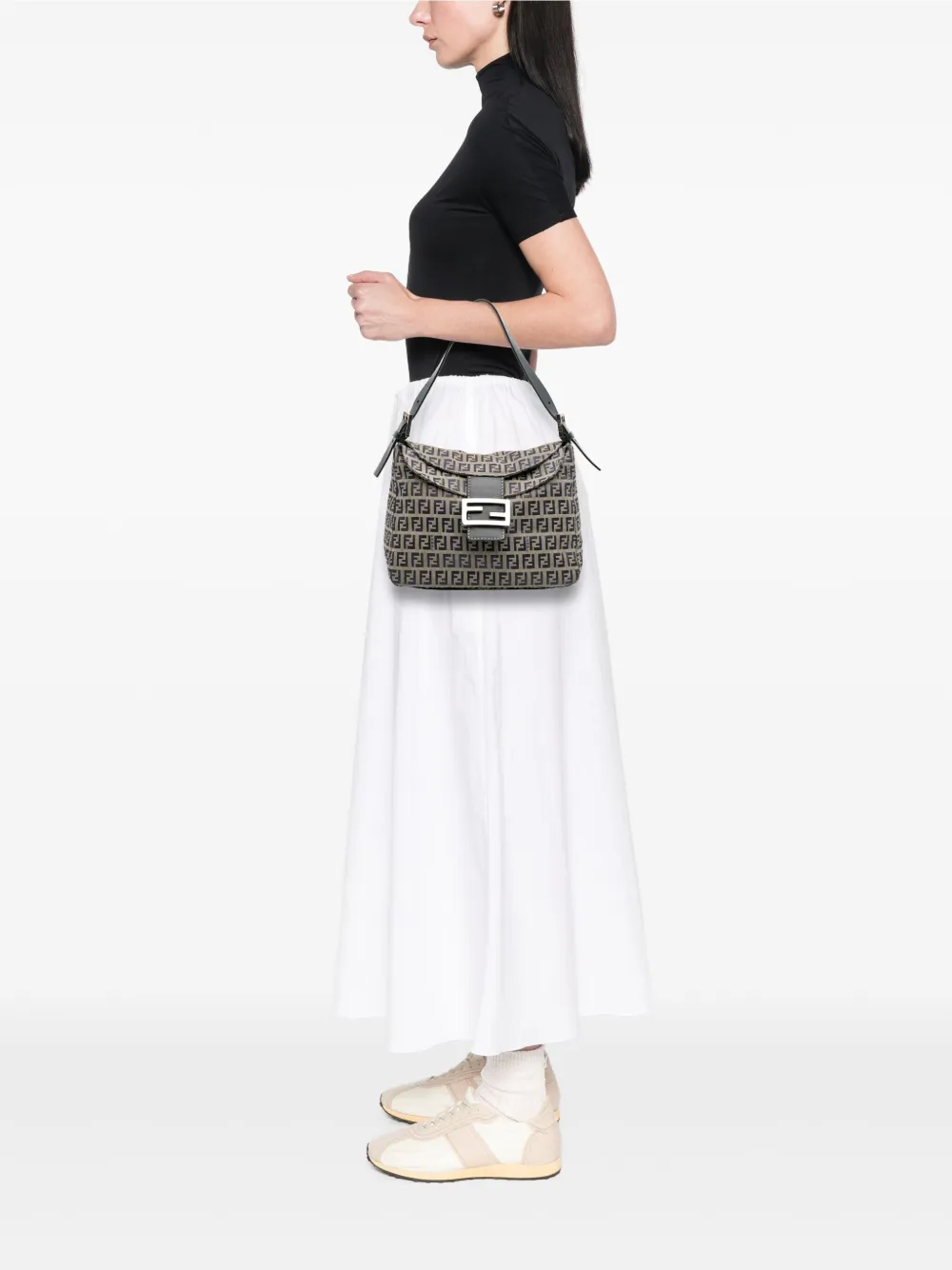 Fendi Pre-Owned 2000-2010 Zucchino Canvas Double Flap Mamma shoulder bag | Pre-Owned | Image 2