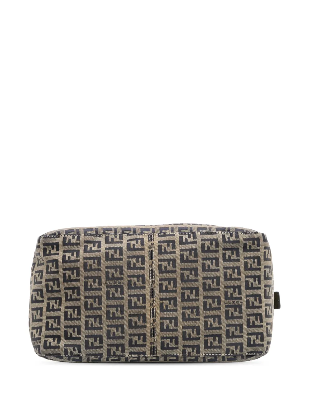 Pre-owned Fendi 2000-2010 Zucchino Canvas Double Flap Mamma Shoulder Bag In Blue