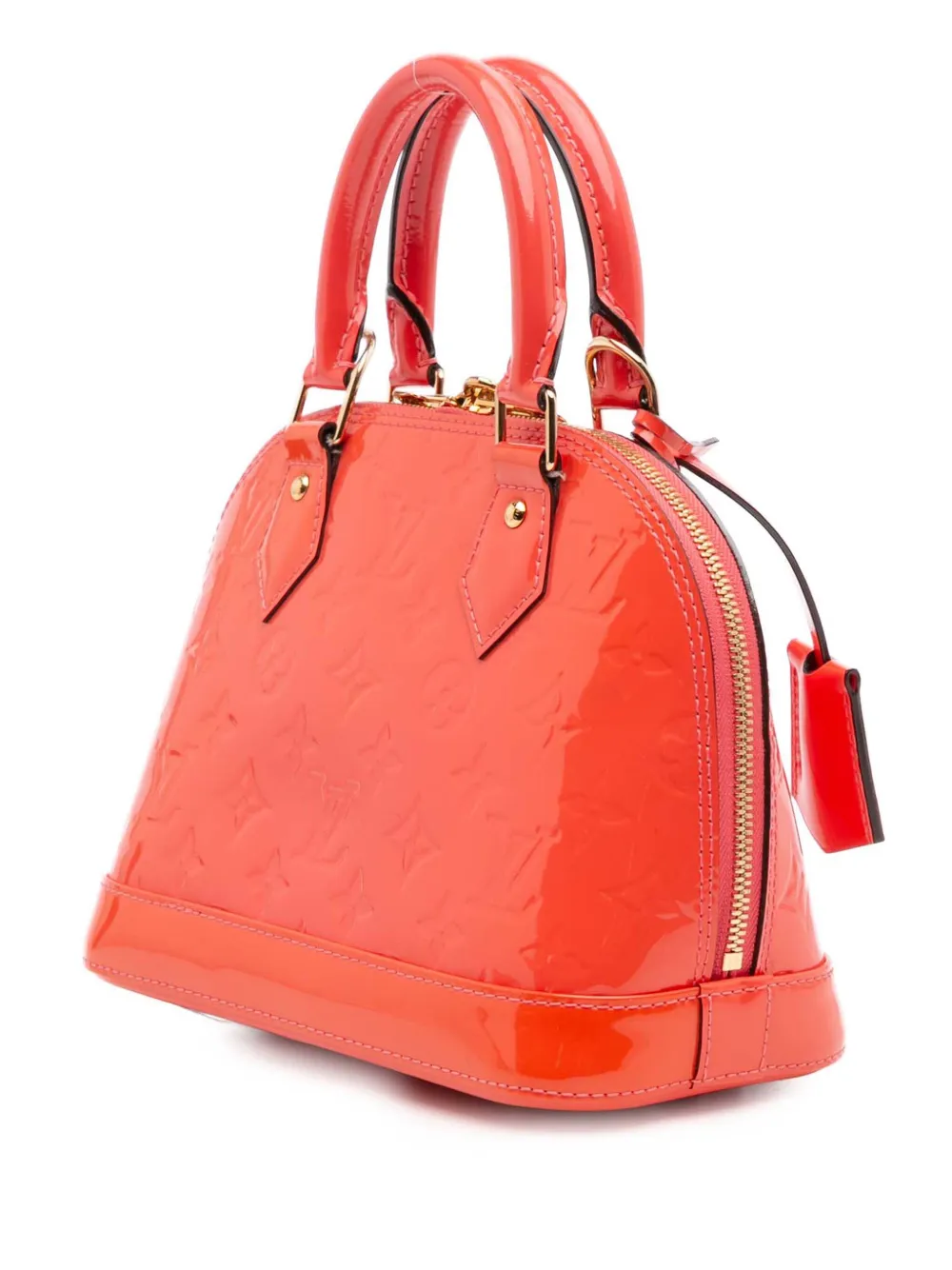 Pre-owned Louis Vuitton 2015 Monogram Vernis Alma Bb Satchel In Red
