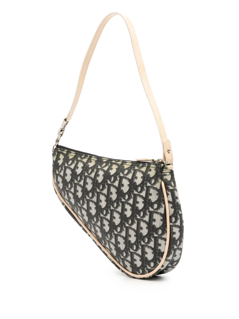 Pre-owned Dior 2001 Mini Issimo Coated Canvas Saddle Pochette Shoulder Bag In Black