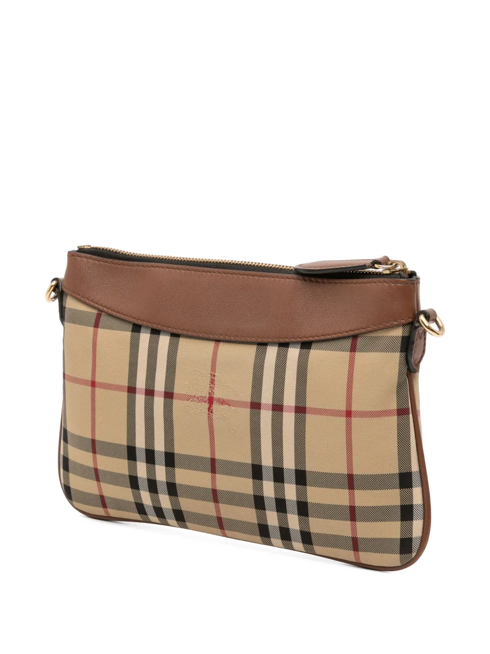 Pre-owned Burberry 2000-2017 Haymarket Check Canvas Peyton Crossbody Bag In Brown