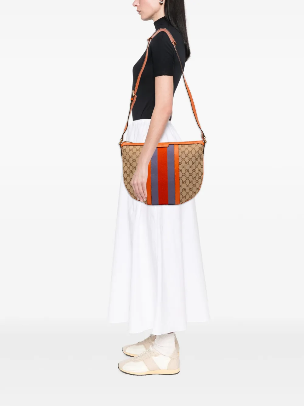 Gucci Pre-Owned 2016-2025 Medium GG Canvas Web Half Moon crossbody bag | Pre-Owned | Image 2