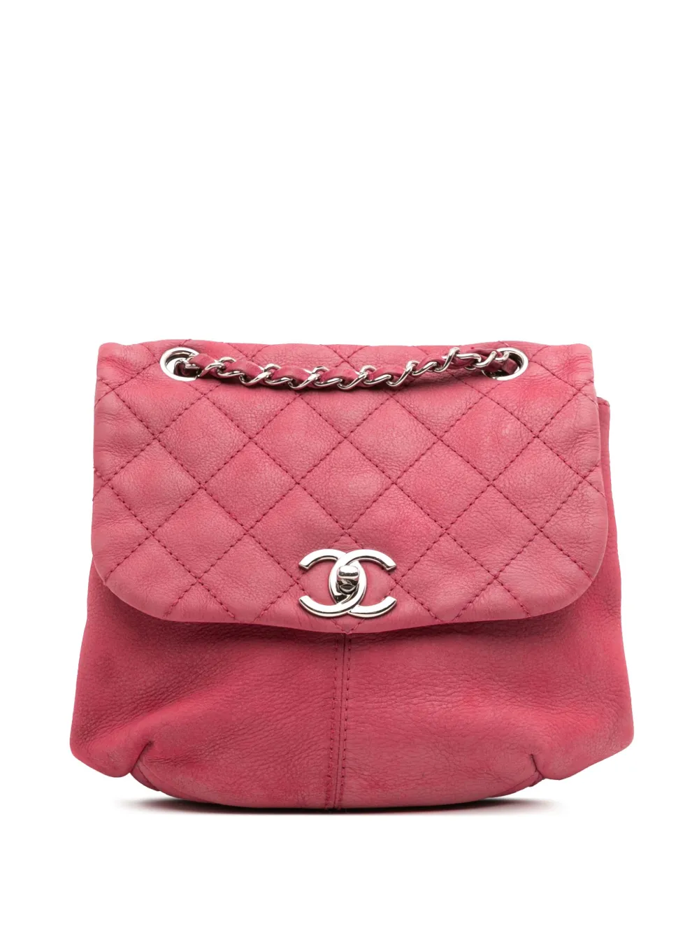 CHANEL Pre-Owned 2012-2013 Mini Quilted Nubuck Trianon Messenger Flap CHANEL Pre-Owned 2012-2013 Mini Quilted Nubuck Trianon Messenger Flap
