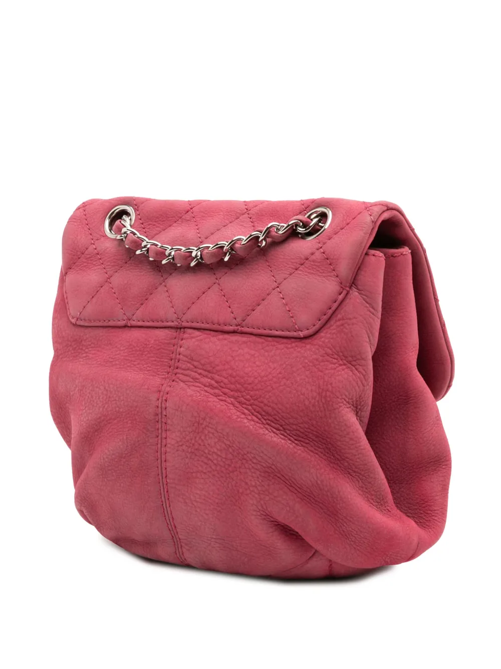 Pre-owned Chanel 2012-2013 Mini Quilted Nubuck Trianon Messenger Flap Crossbody Bag In Pink