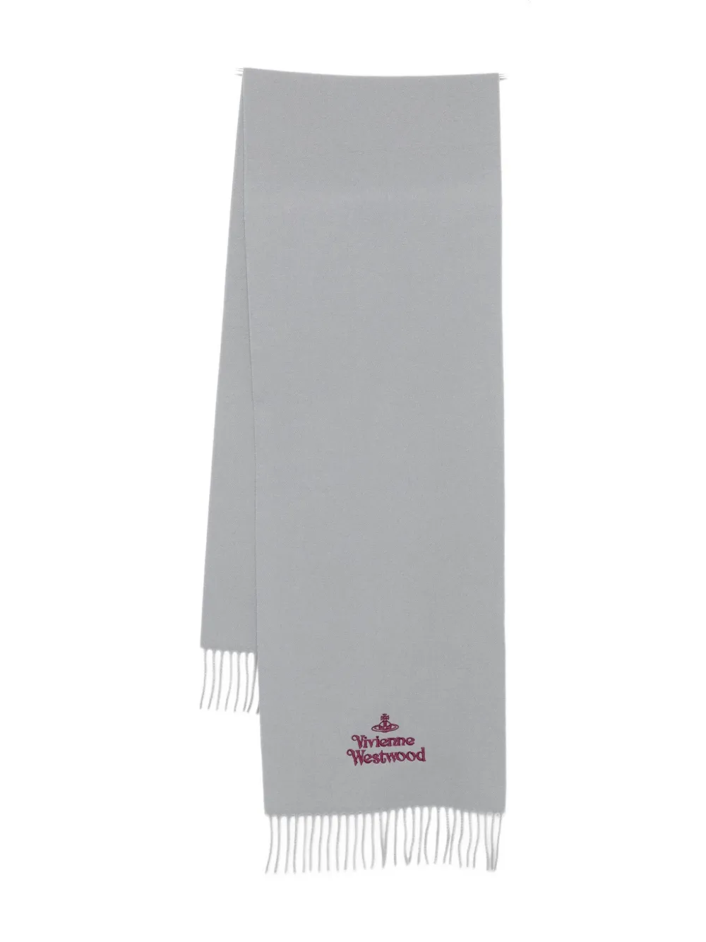 Vivienne Westwood Wool Fringed Scarf In Gray
