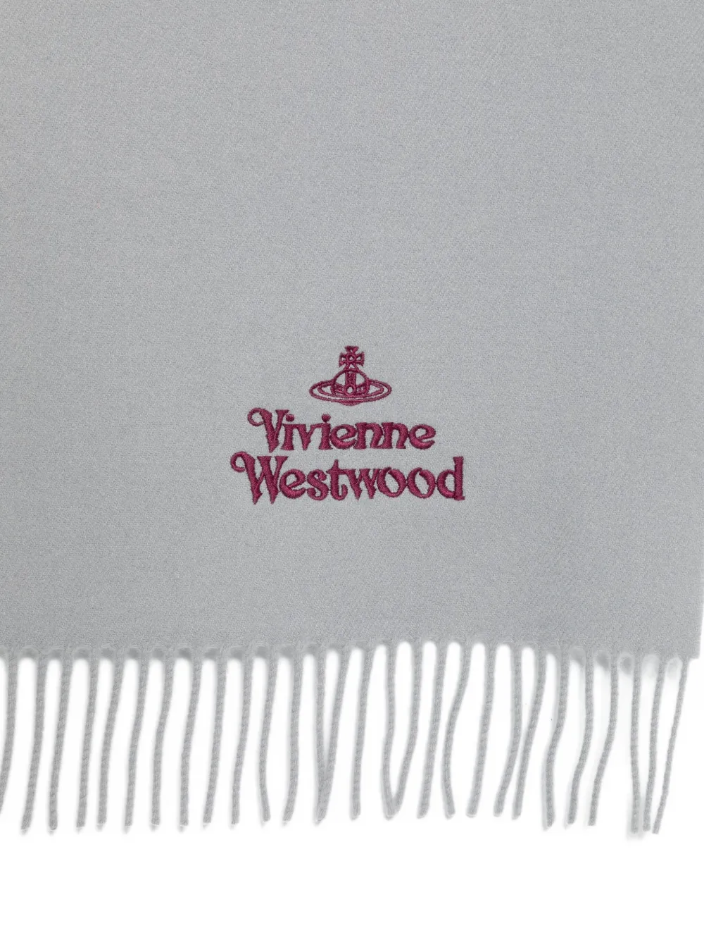 Vivienne Westwood Wool Fringed Scarf In Gray