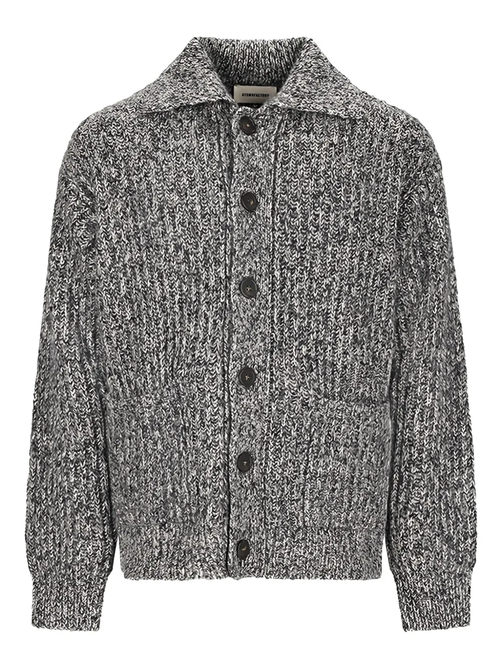 Atomo Factory Mouliné-effect Button-up Cardigan In Gray