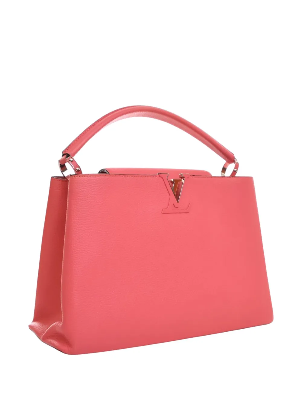 Pre-owned Louis Vuitton 2014 Taurillon Capucines Mm Satchel In Pink