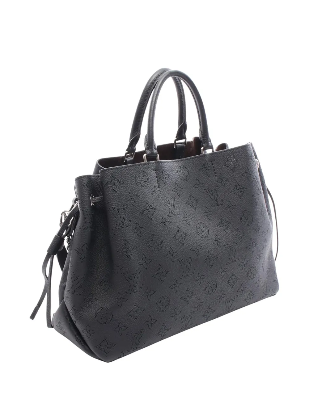 Pre-owned Louis Vuitton 2021-2025 Monogram Mahina Bella Tote Satchel In Black