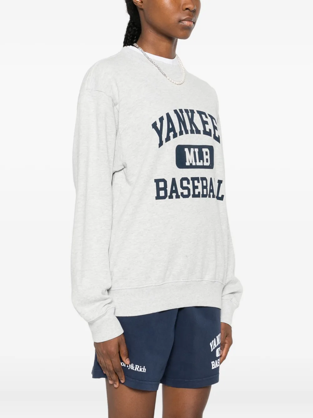 Sporty And Rich Baseball-print Sweatshirt In Gray