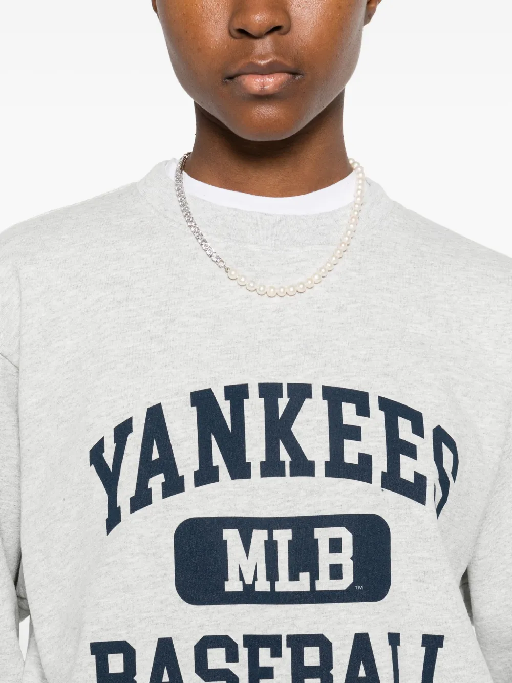 Sporty And Rich Baseball-print Sweatshirt In Gray