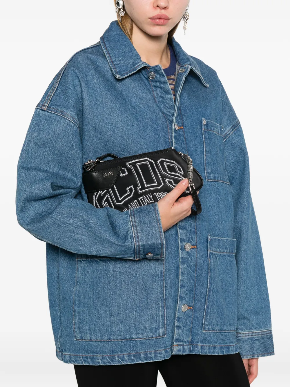 Gcds Comma Notte Shoulder Bag In Black