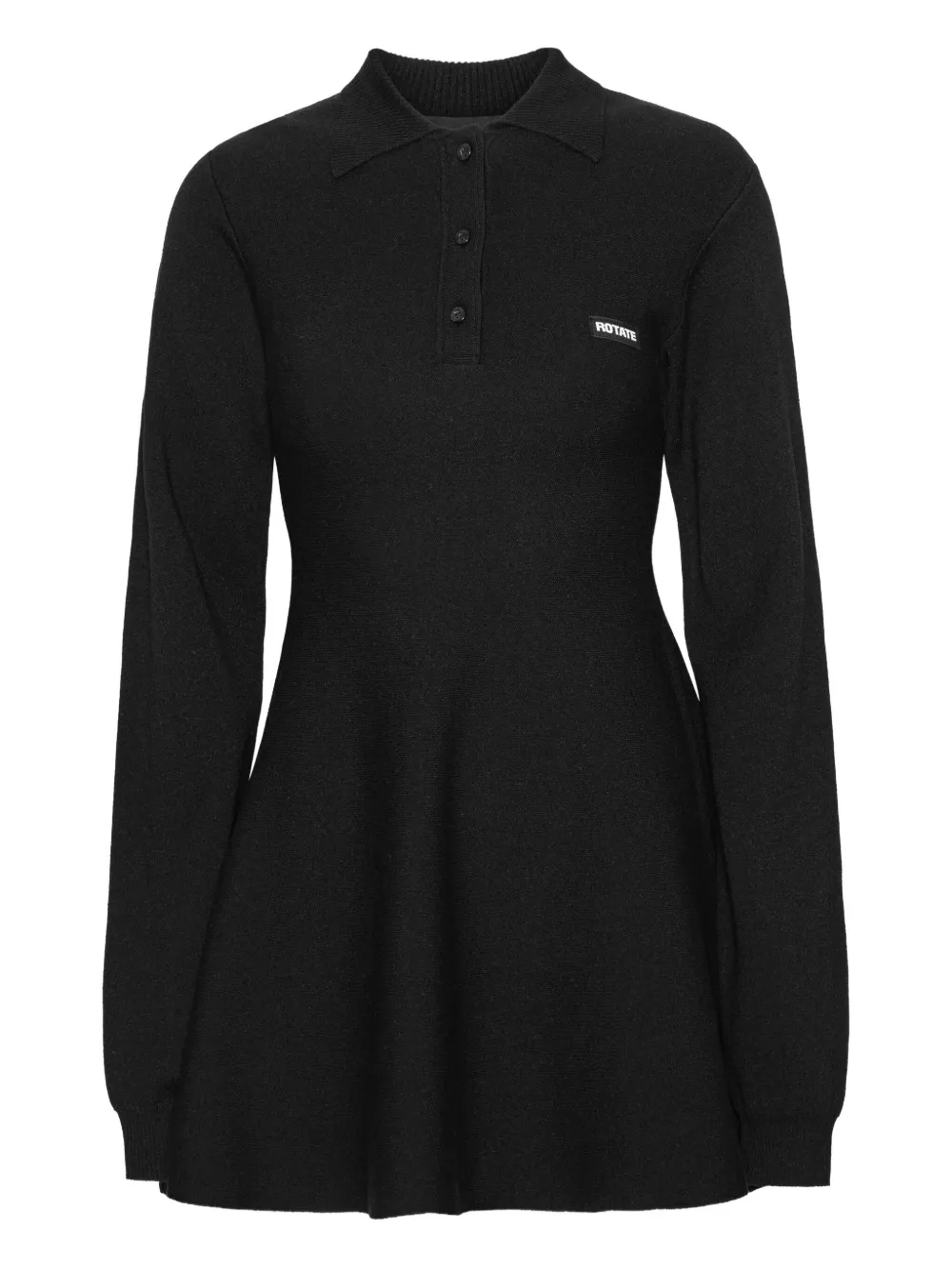Rotate Birger Christensen Polo-collar Mini Dress In Black