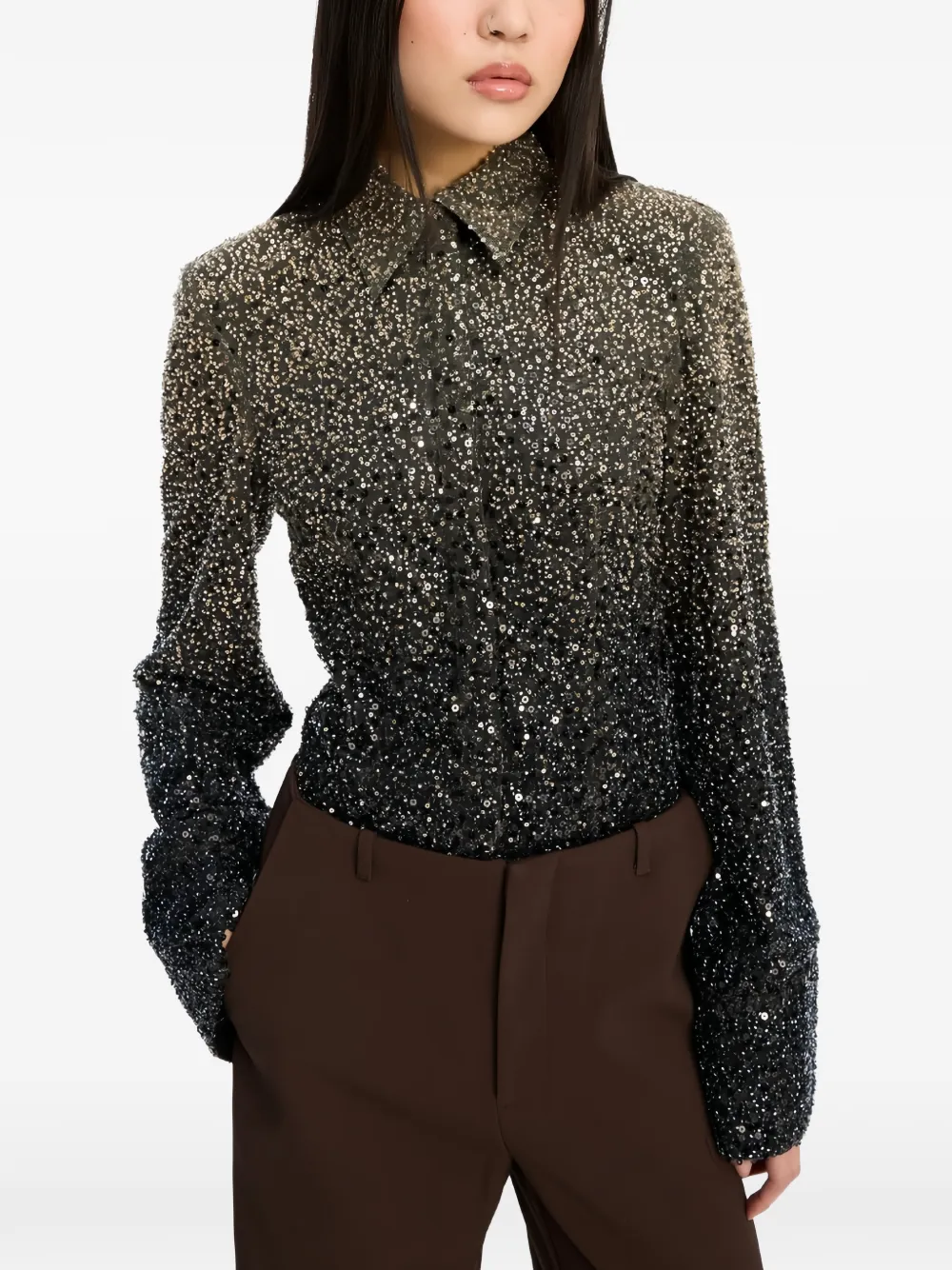 ROTATE BIRGER CHRISTENSEN Blouse met kralen Grijs