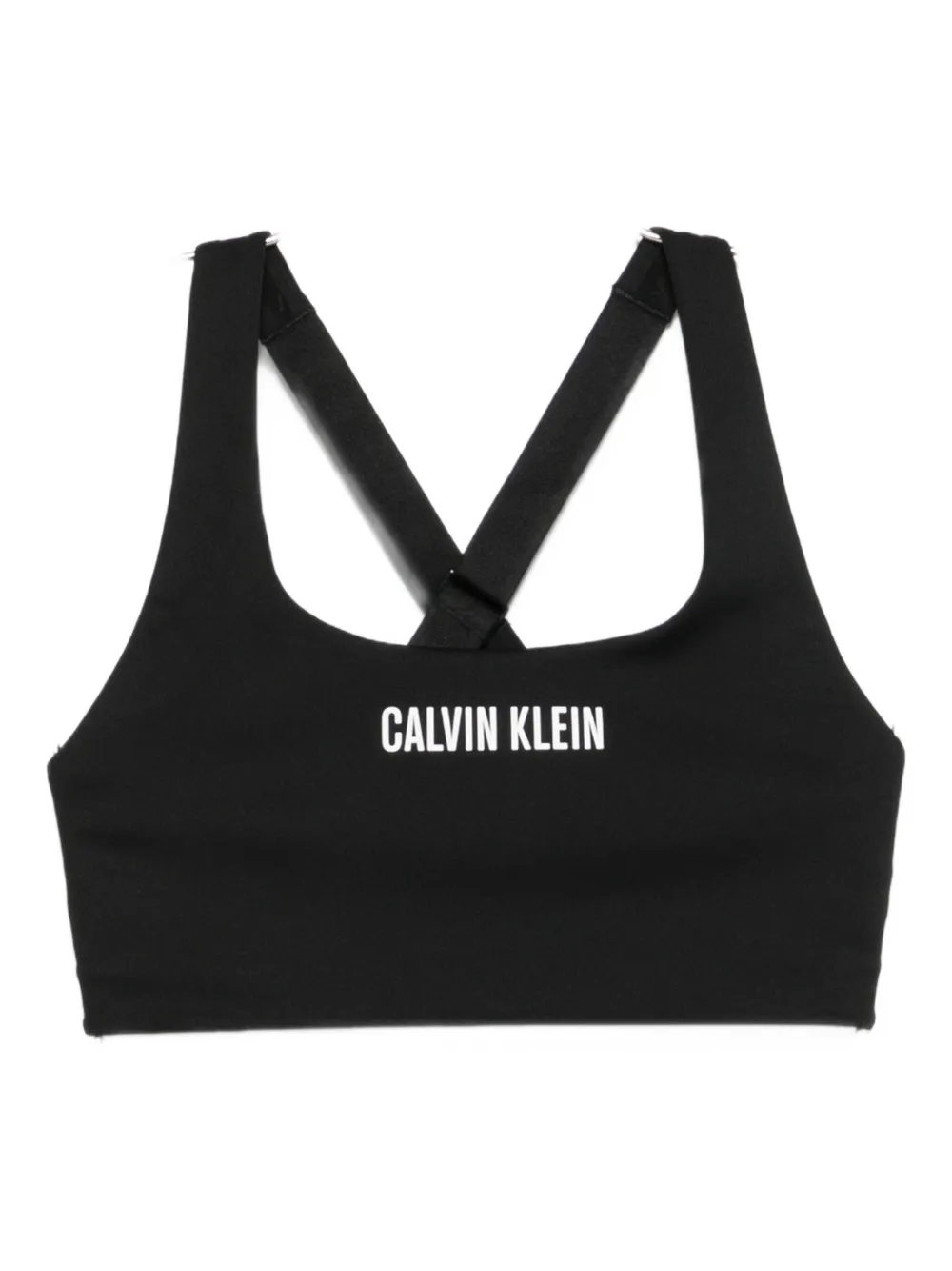 Calvin Klein Logo-print Sports Bra In Black