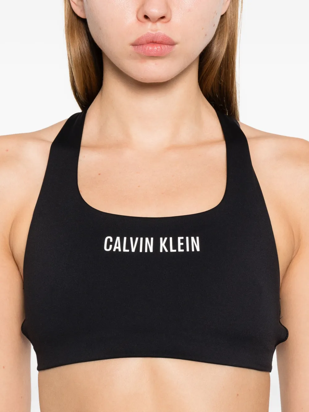 Calvin Klein Logo-print Sports Bra In Black