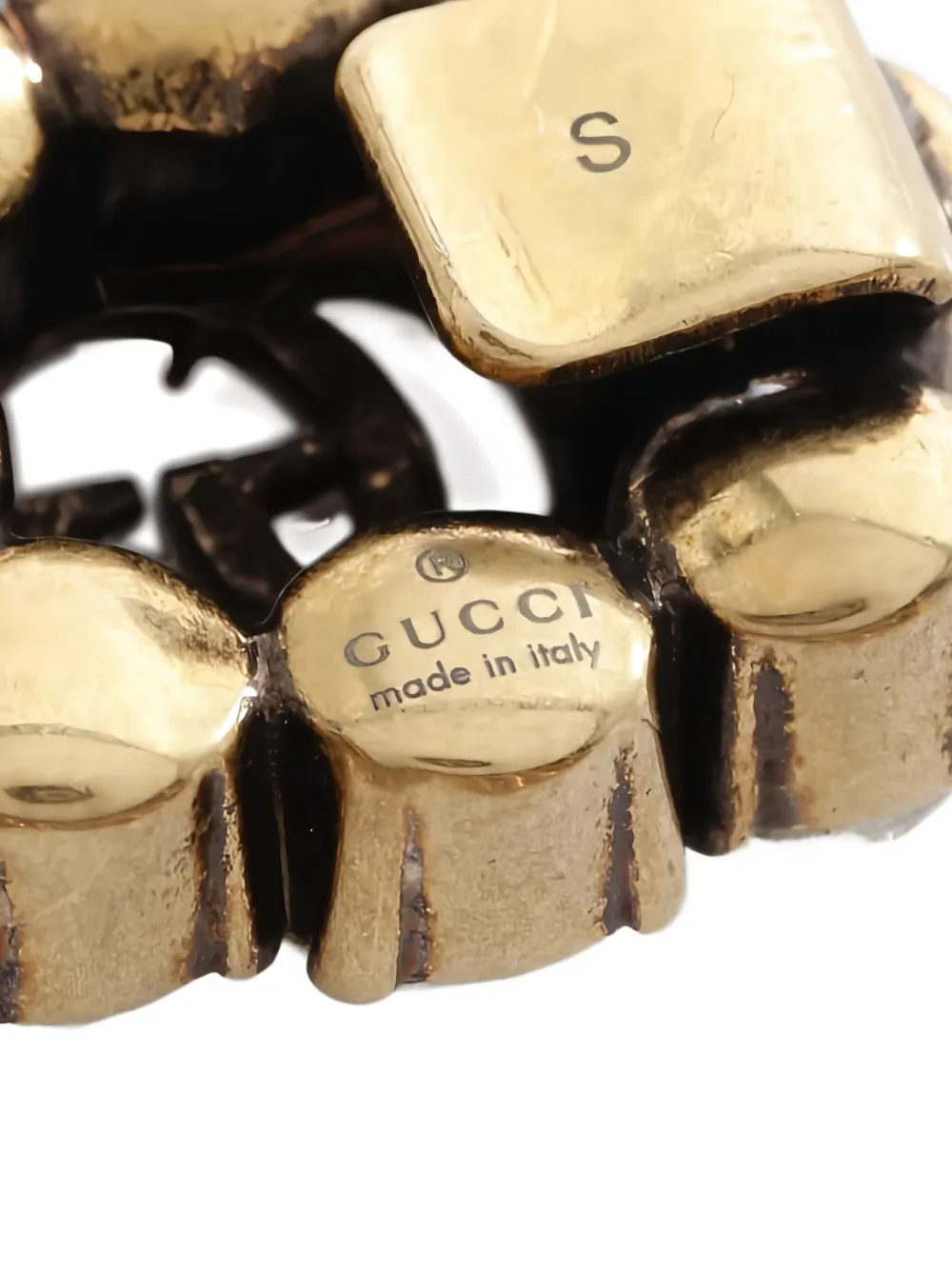 Pre-owned Gucci 2010s Interlocking G Logo Crystal Bracelet In Gold
