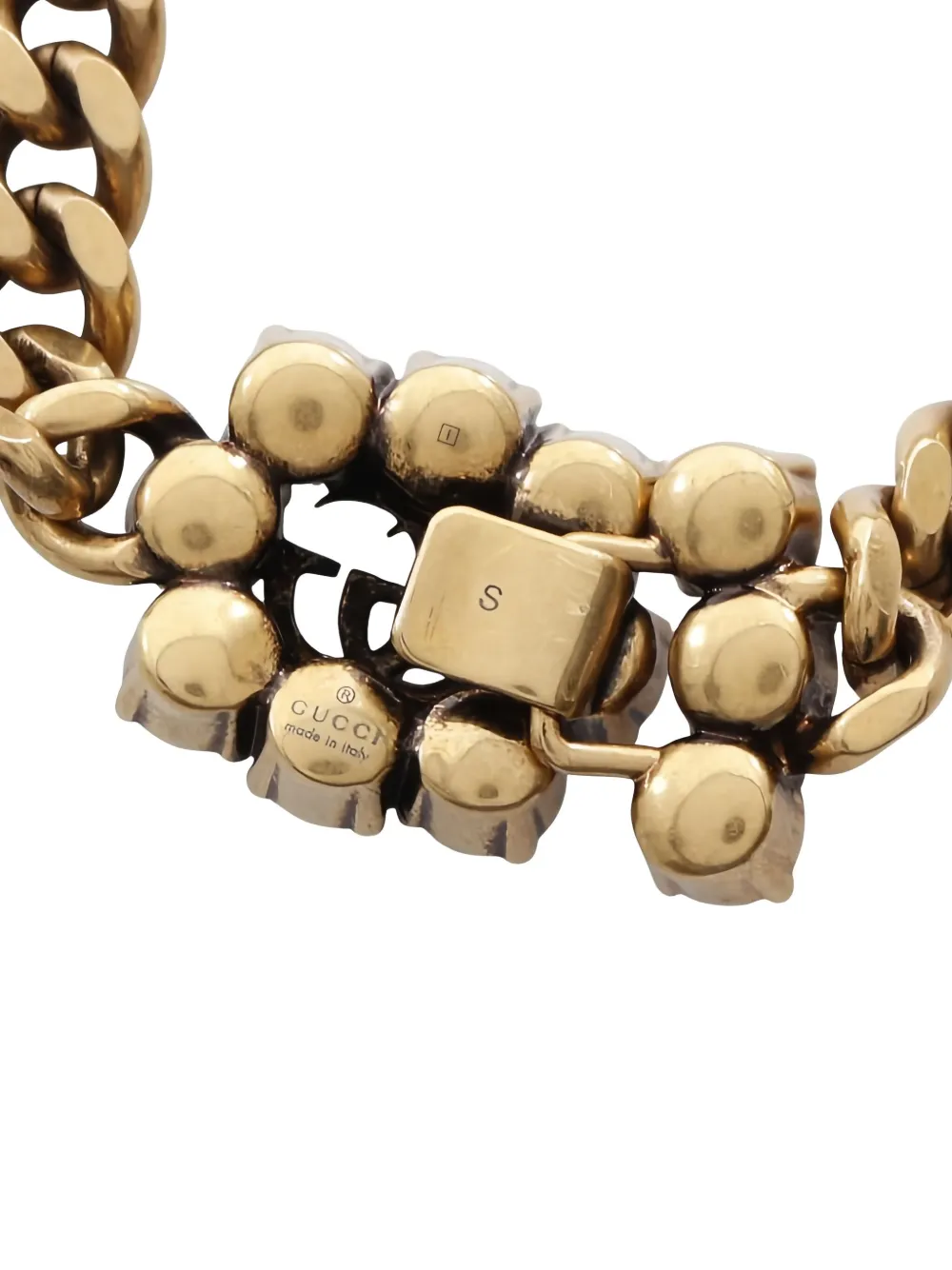 Pre-owned Gucci 2010s Interlocking G Logo Crystal Bracelet In Gold