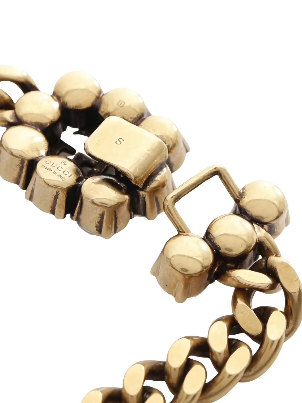 Pre-owned Gucci 2010s Interlocking G Logo Crystal Bracelet In Gold
