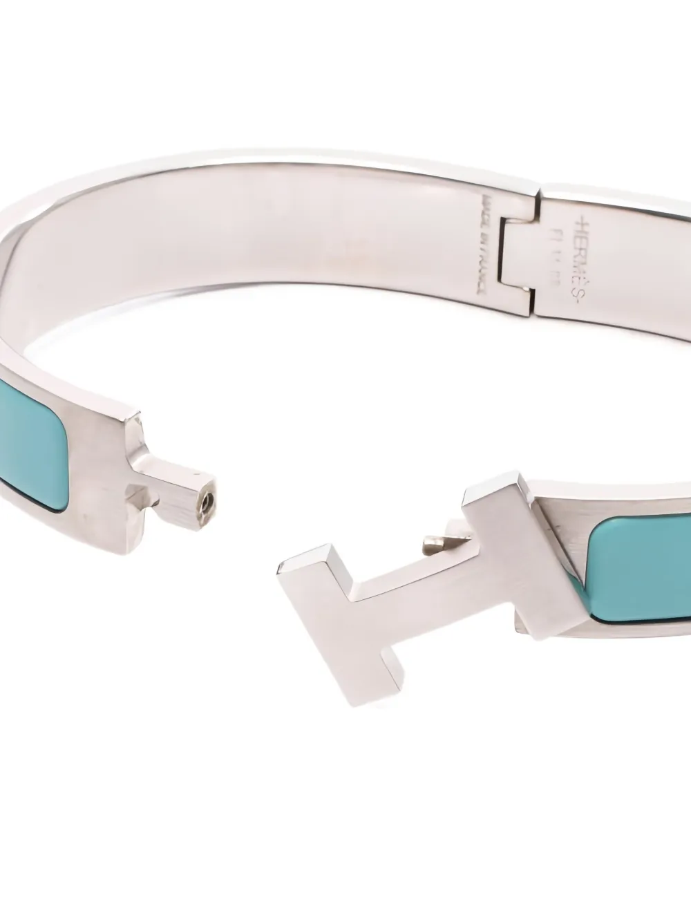 Pre-owned Hermes 2010s Clic H Enamel Bracelet In Silver