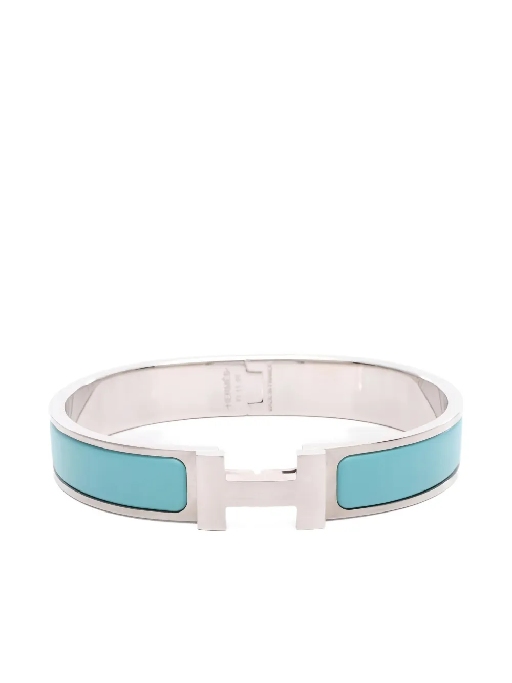 Pre-owned Hermes 2010s Clic H Enamel Bracelet In Silver