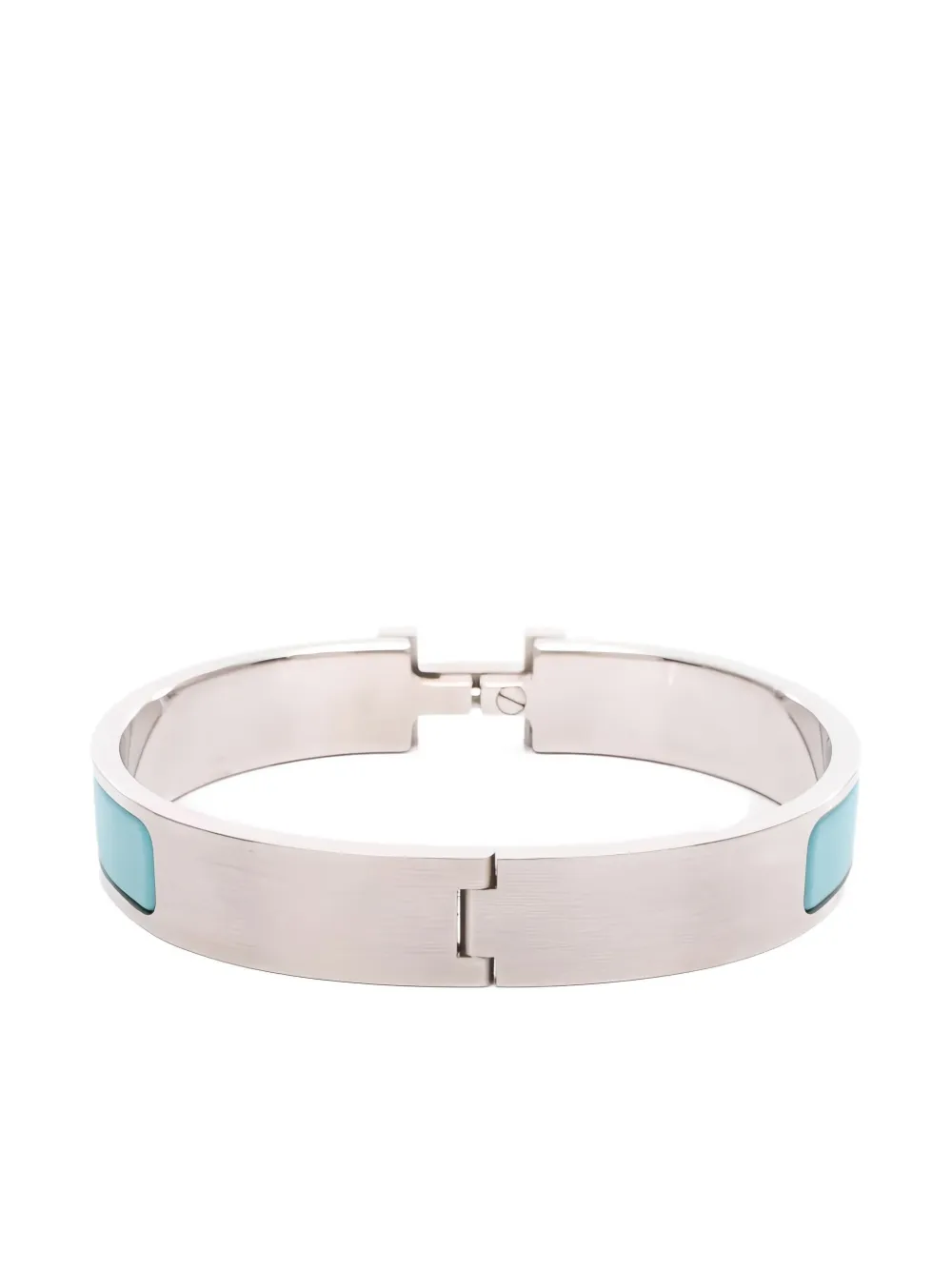 Pre-owned Hermes 2010s Clic H Enamel Bracelet In Silver