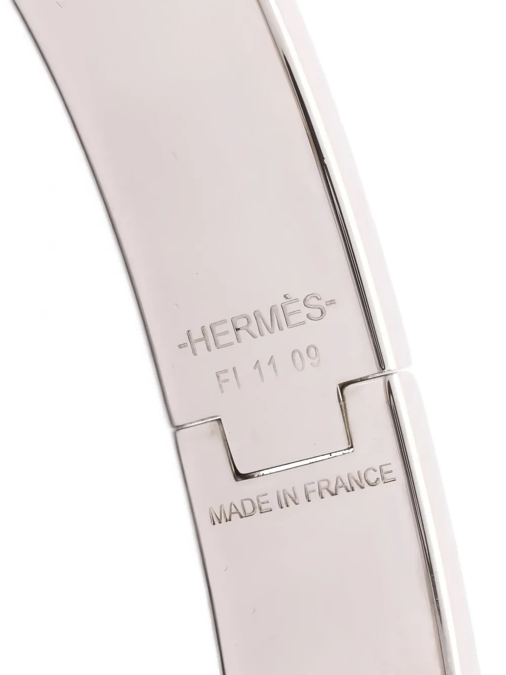 Pre-owned Hermes 2010s Clic H Enamel Bracelet In Silver