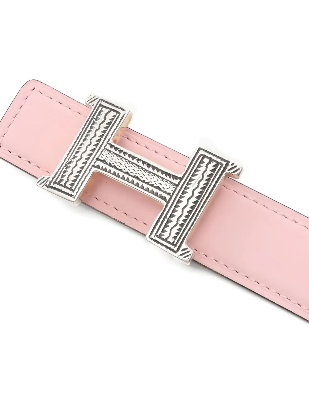 Pre-owned Hermes H Reversible Belt In Pink