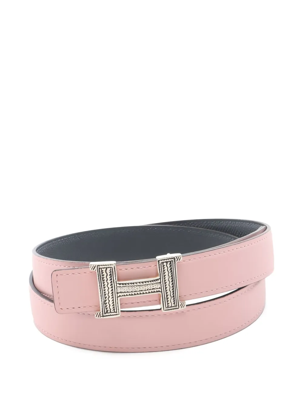 Pre-owned Hermes H Reversible Belt In Pink