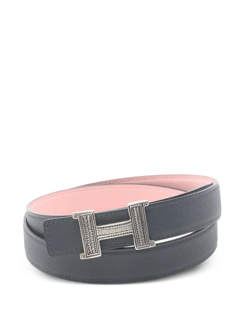 Pre-owned Hermes H Reversible Belt In Pink