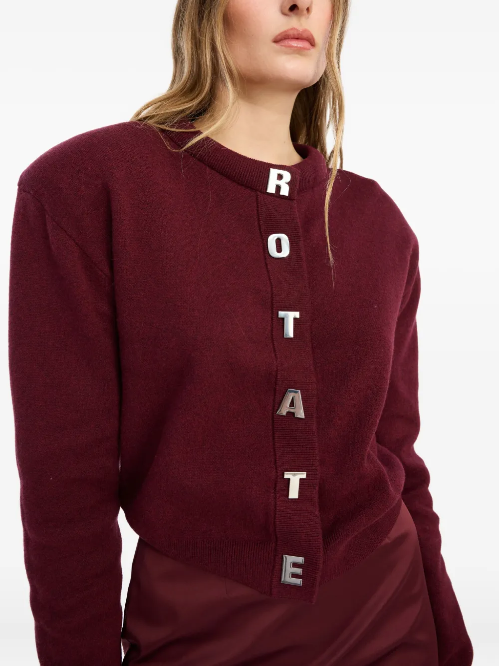 Rotate Birger Christensen Firm Knit Cardigan In Red