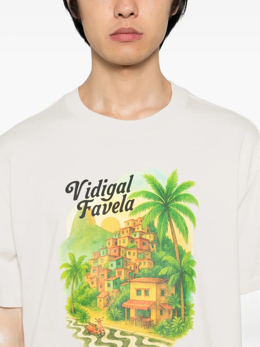 Melt T-shirt met grafische print Beige