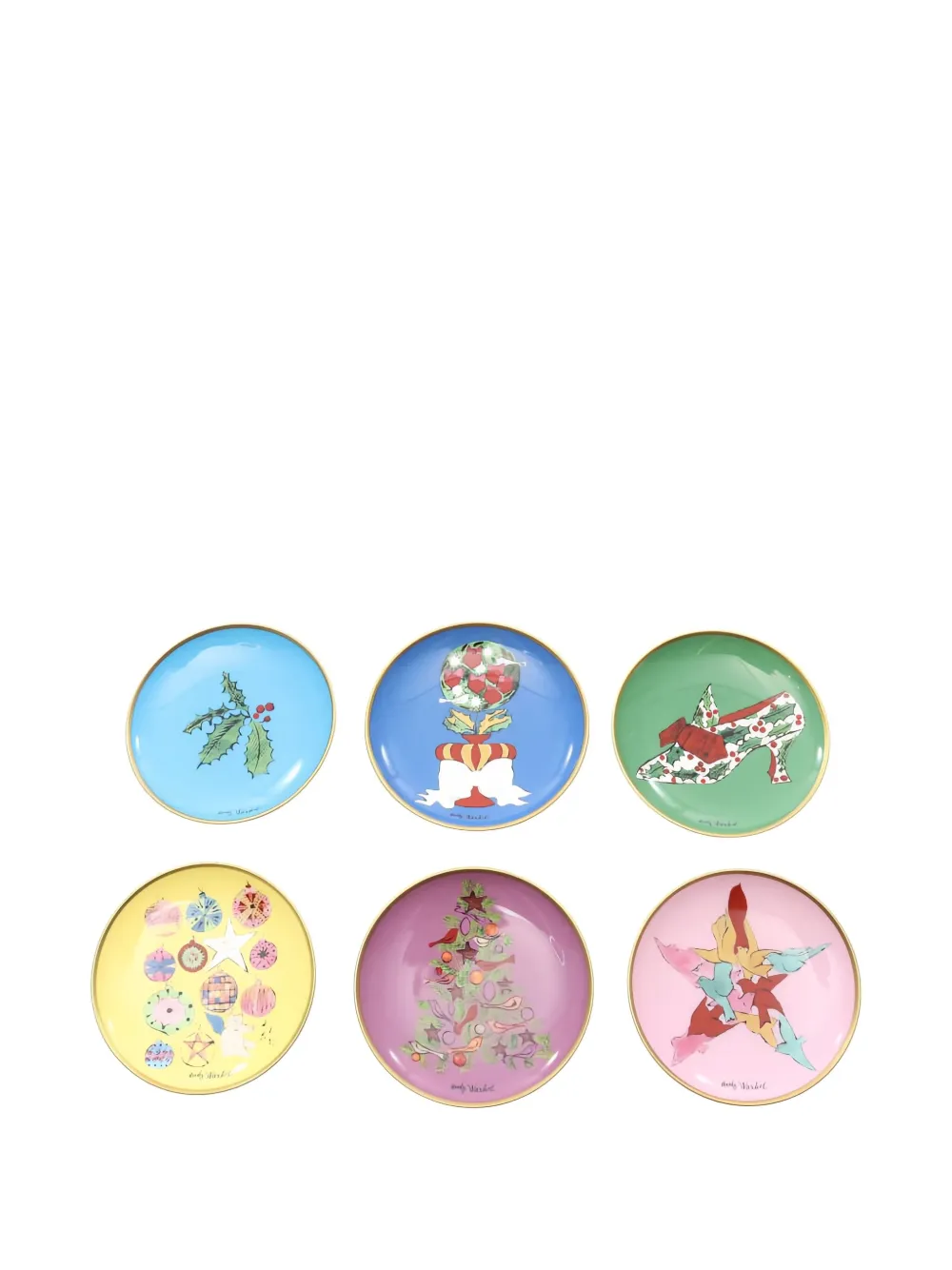 Tiffany & Co Eyewear x Andy Warhol 2020s Christmas Mini plates (set of six) | Pink | Image 1