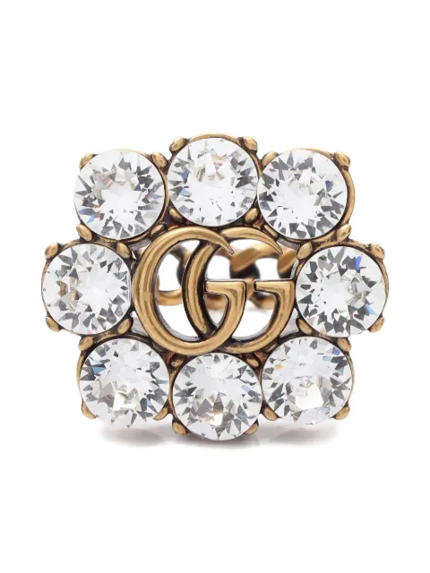 Gucci Pre-Owned 2010s crystal Interlocking G logo ring