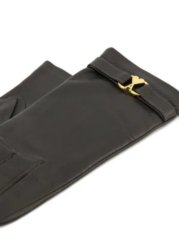 AMI Paris ハートバックル レザーグローブ | ブラック | FARFETCH JP